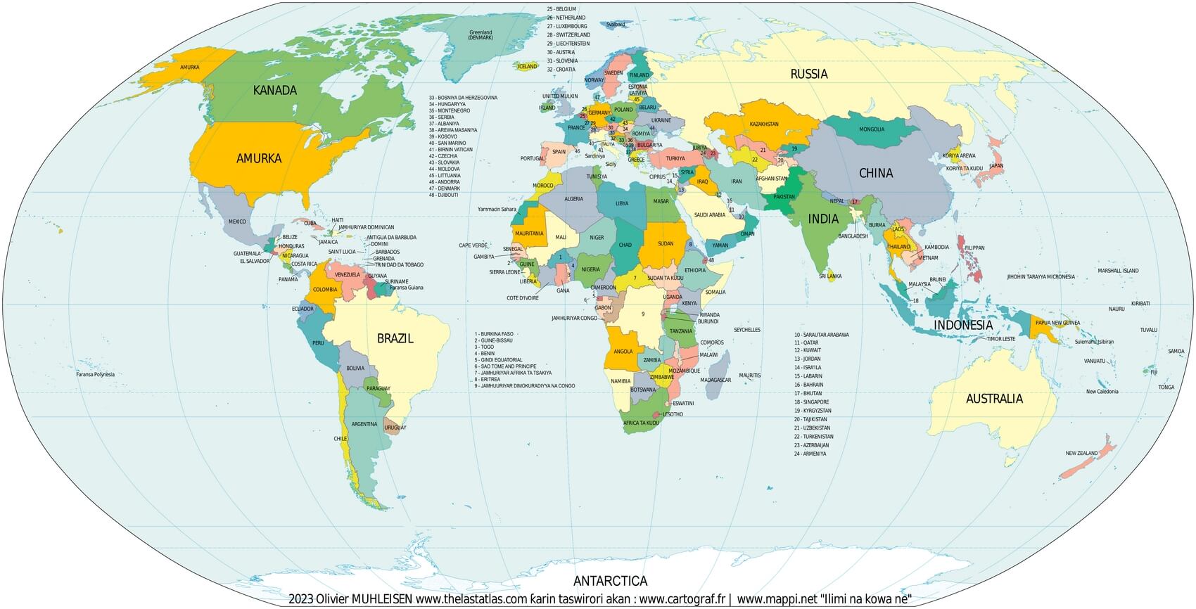 Carte monde avec pays