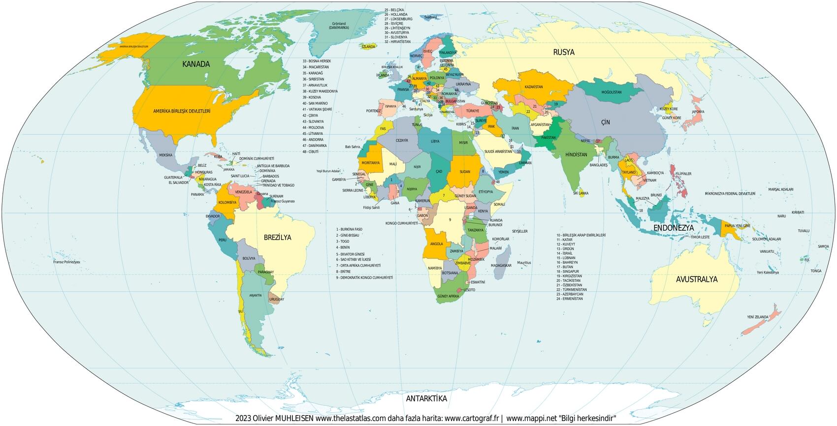 Carte monde avec pays