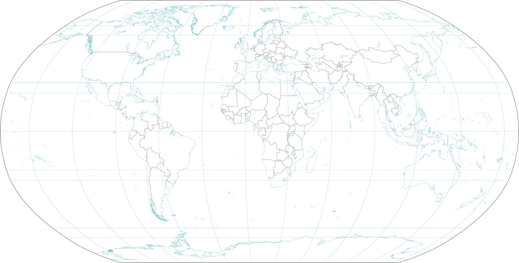 Carte monde vierge frontières pays continent